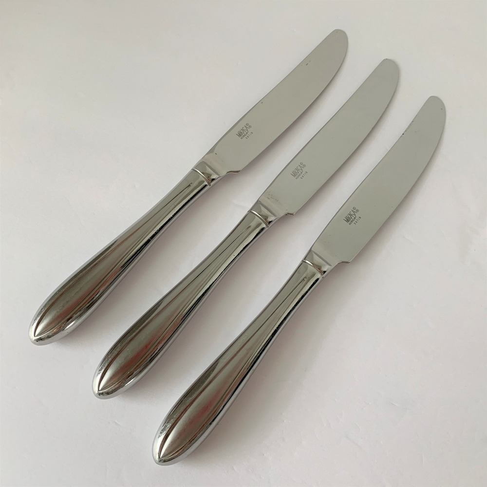 Mikasa SATIN Frost Center Stainless Steel Lot of 3 French Hollow Dinner Knives